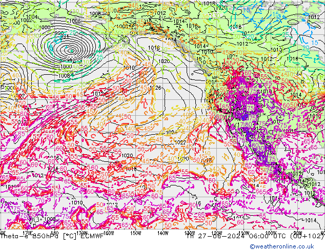 Theta-e 850hPa ECMWF jeu 27.06.2024 06 UTC