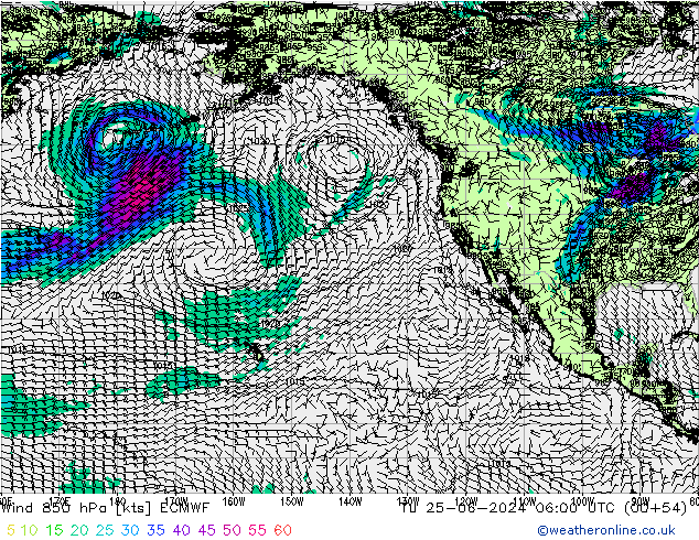 Vent 850 hPa ECMWF mar 25.06.2024 06 UTC