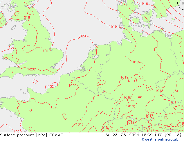 Surface pressure ECMWF Su 23.06.2024 18 UTC