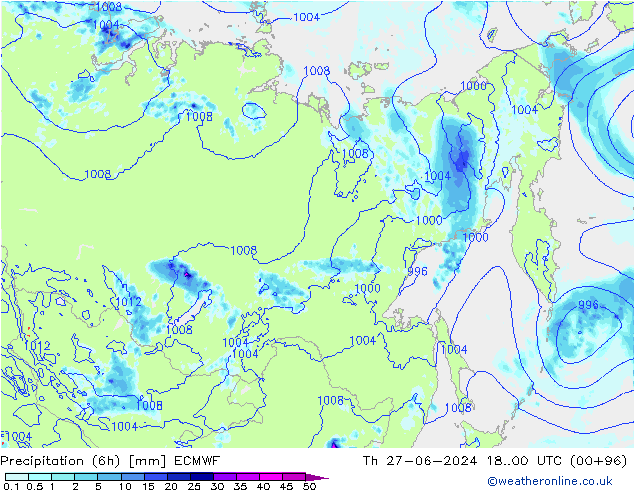 Z500/Rain (+SLP)/Z850 ECMWF Th 27.06.2024 00 UTC