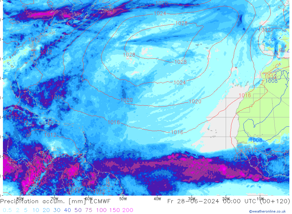 Précipitation accum. ECMWF ven 28.06.2024 00 UTC