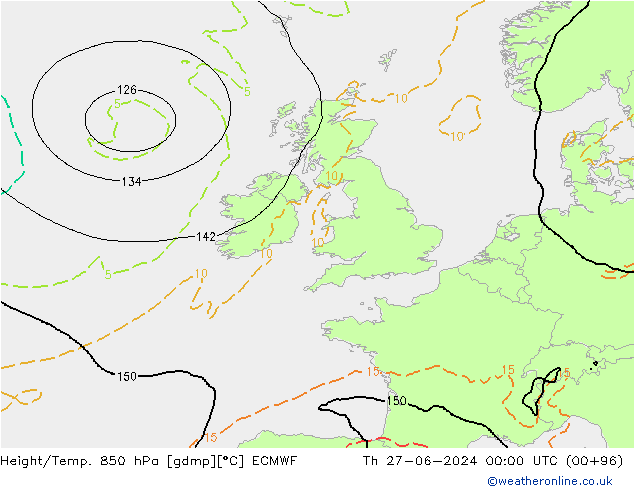 Z500/Rain (+SLP)/Z850 ECMWF  27.06.2024 00 UTC