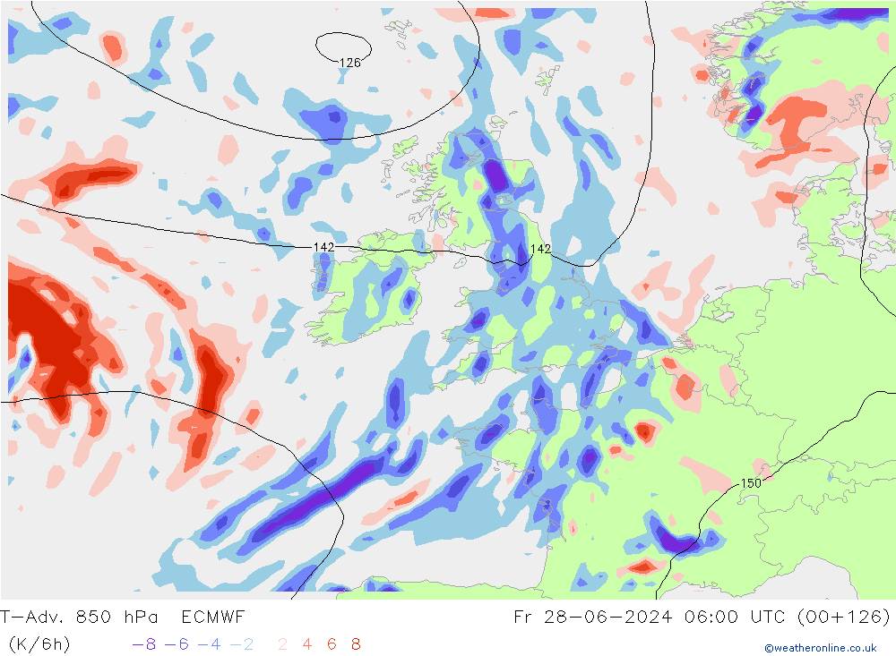 T-Adv. 850 hPa ECMWF pt. 28.06.2024 06 UTC