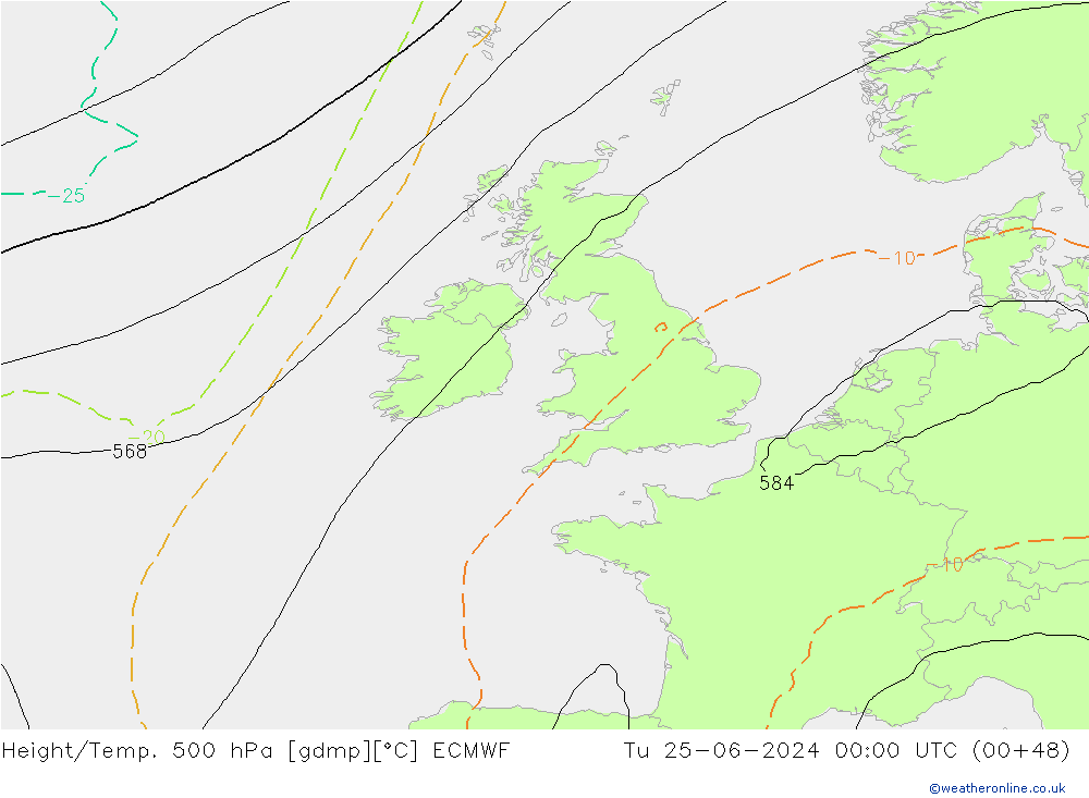 Z500/Rain (+SLP)/Z850 ECMWF Tu 25.06.2024 00 UTC