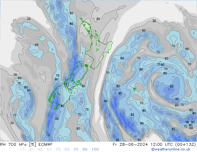 RH 700 hPa ECMWF Fr 28.06.2024 12 UTC