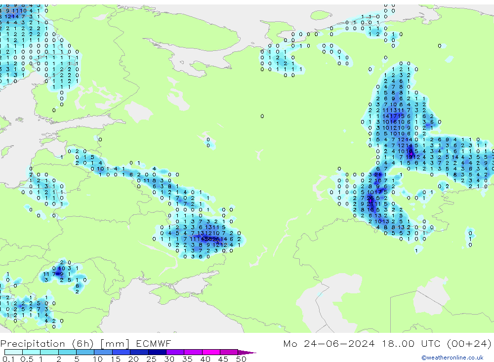 Z500/Rain (+SLP)/Z850 ECMWF Mo 24.06.2024 00 UTC