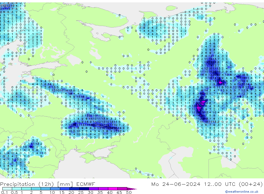 Precipitação (12h) ECMWF Seg 24.06.2024 00 UTC