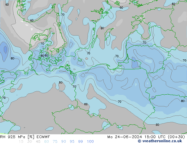 RH 925 hPa ECMWF Mo 24.06.2024 15 UTC