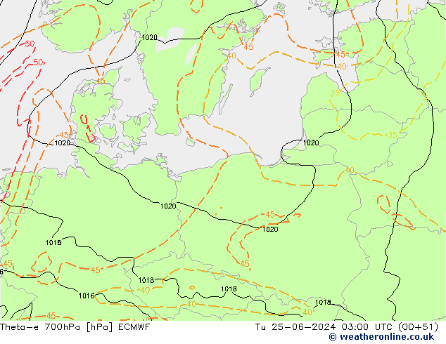 Theta-e 700hPa ECMWF Ter 25.06.2024 03 UTC