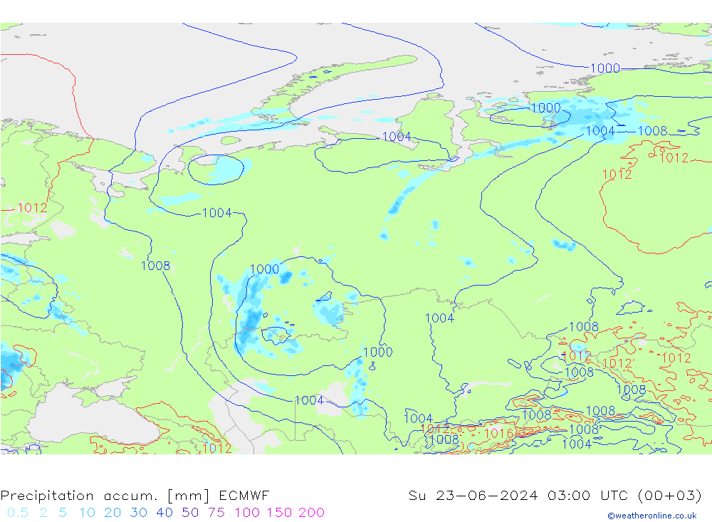 Nied. akkumuliert ECMWF So 23.06.2024 03 UTC