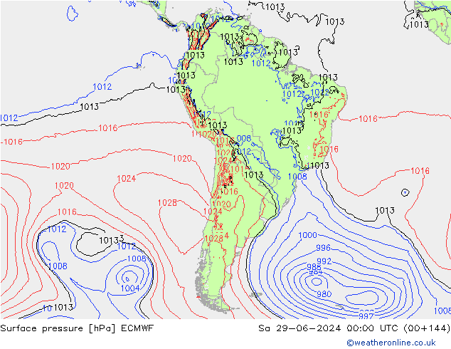 Luchtdruk (Grond) ECMWF za 29.06.2024 00 UTC