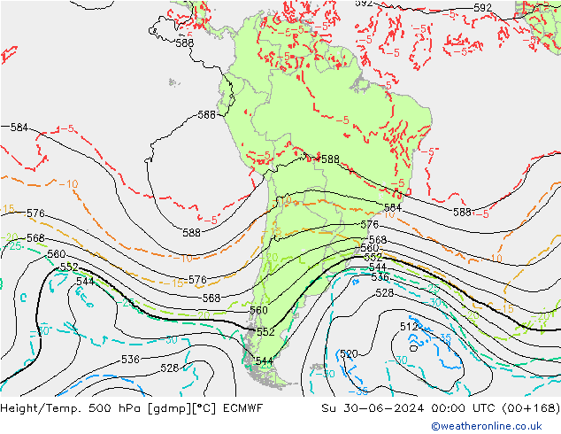 Z500/Rain (+SLP)/Z850 ECMWF Su 30.06.2024 00 UTC