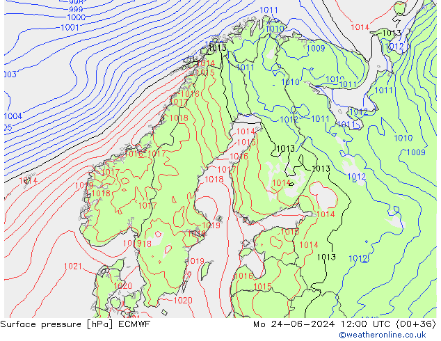 pression de l'air ECMWF lun 24.06.2024 12 UTC