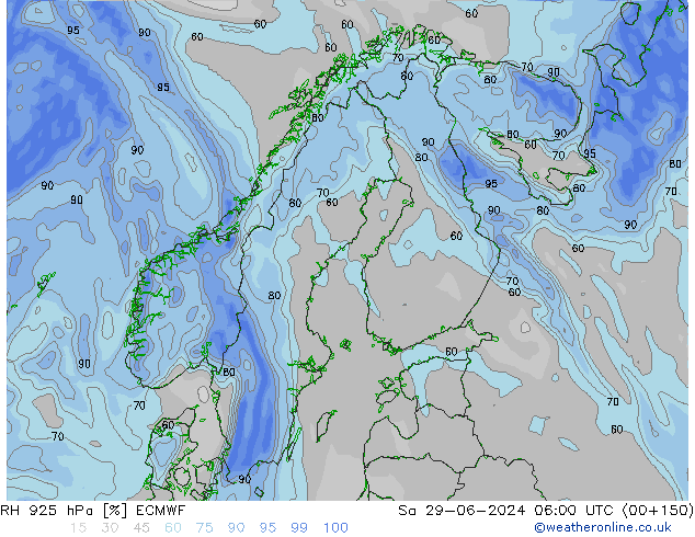 RH 925 hPa ECMWF sab 29.06.2024 06 UTC