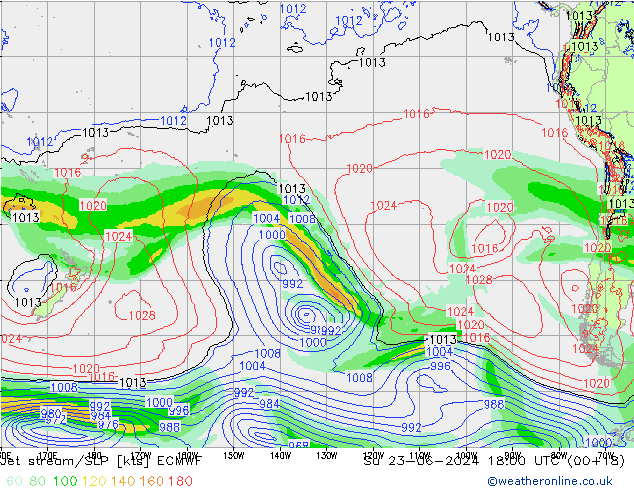 Corriente en chorro ECMWF dom 23.06.2024 18 UTC