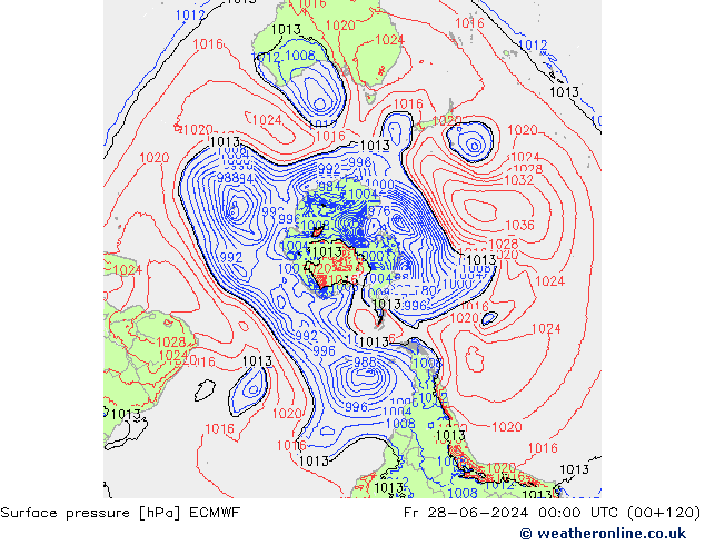 Surface pressure ECMWF Fr 28.06.2024 00 UTC