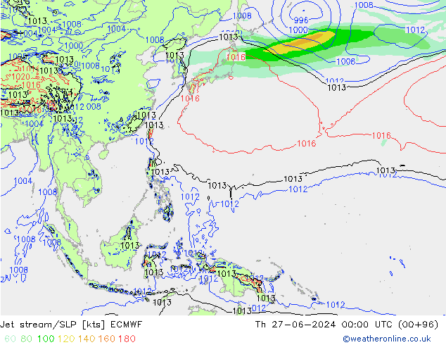 Jet Akımları/SLP ECMWF Per 27.06.2024 00 UTC