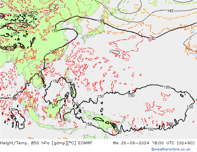 Z500/Rain (+SLP)/Z850 ECMWF We 26.06.2024 18 UTC