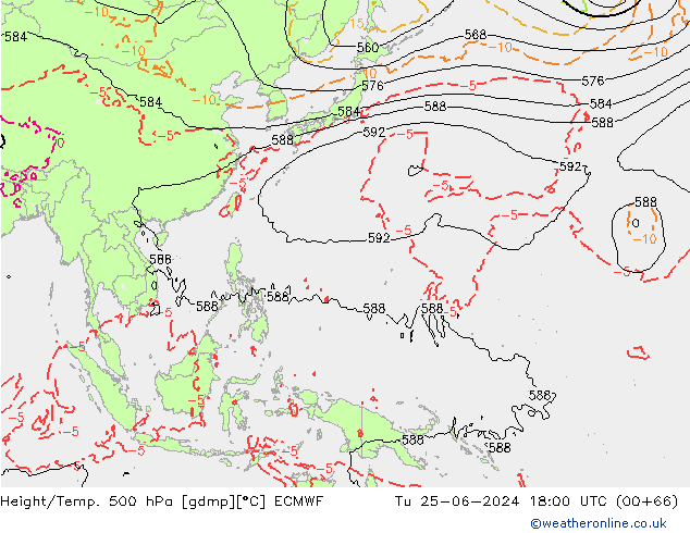 Z500/Rain (+SLP)/Z850 ECMWF Tu 25.06.2024 18 UTC