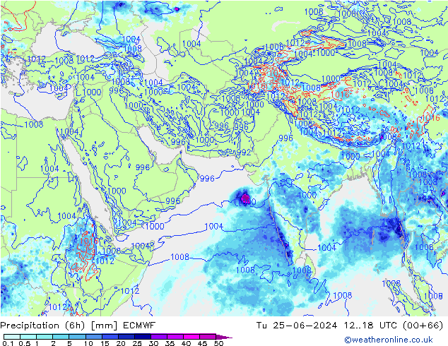 Z500/Yağmur (+YB)/Z850 ECMWF Sa 25.06.2024 18 UTC