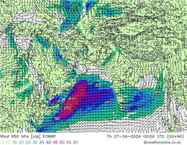 Rüzgar 950 hPa ECMWF Per 27.06.2024 00 UTC