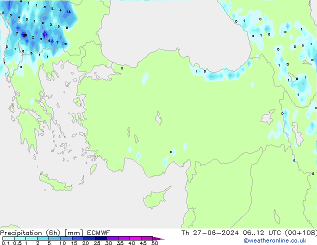 Z500/Rain (+SLP)/Z850 ECMWF Čt 27.06.2024 12 UTC