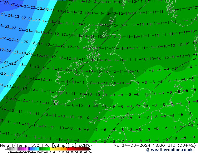 Z500/Rain (+SLP)/Z850 ECMWF Mo 24.06.2024 18 UTC