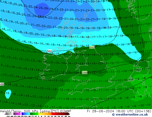 Z500/Rain (+SLP)/Z850 ECMWF vie 28.06.2024 18 UTC