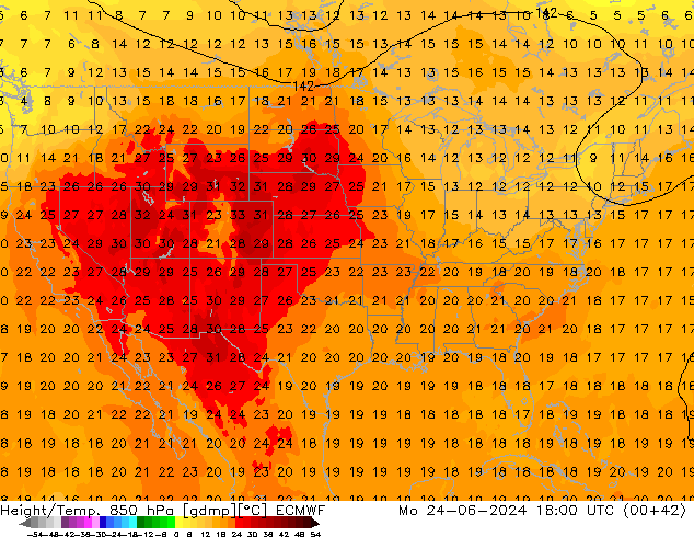 Z500/Rain (+SLP)/Z850 ECMWF Seg 24.06.2024 18 UTC