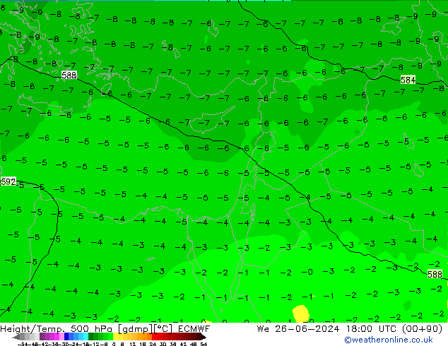 Z500/Rain (+SLP)/Z850 ECMWF We 26.06.2024 18 UTC