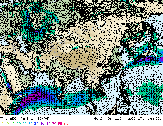 ветер 850 гПа ECMWF пн 24.06.2024 12 UTC