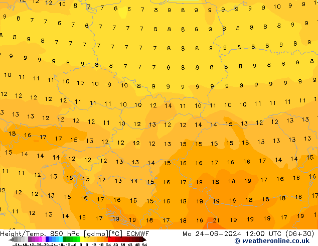 Z500/Rain (+SLP)/Z850 ECMWF Mo 24.06.2024 12 UTC