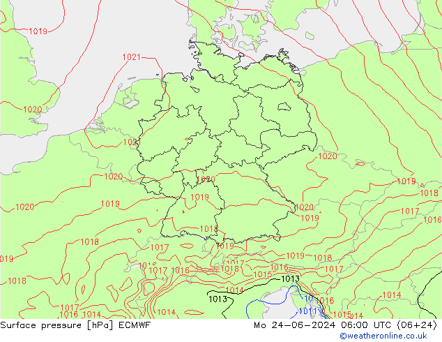 地面气压 ECMWF 星期一 24.06.2024 06 UTC