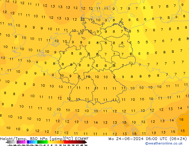 Z500/Rain (+SLP)/Z850 ECMWF lun 24.06.2024 06 UTC