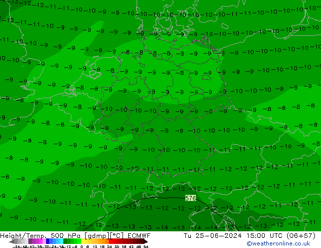 Height/Temp. 500 hPa ECMWF Tu 25.06.2024 15 UTC