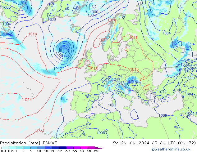 Srážky ECMWF St 26.06.2024 06 UTC