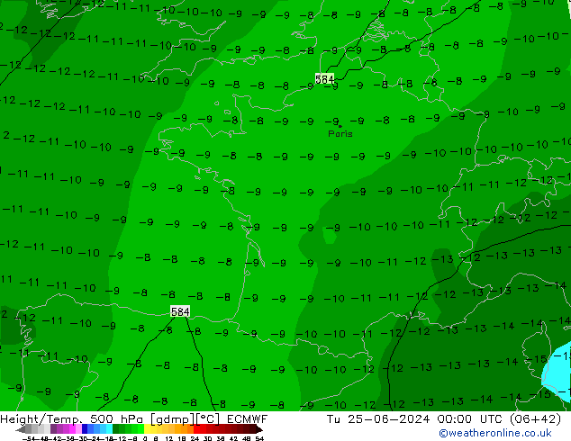 Z500/Rain (+SLP)/Z850 ECMWF mar 25.06.2024 00 UTC