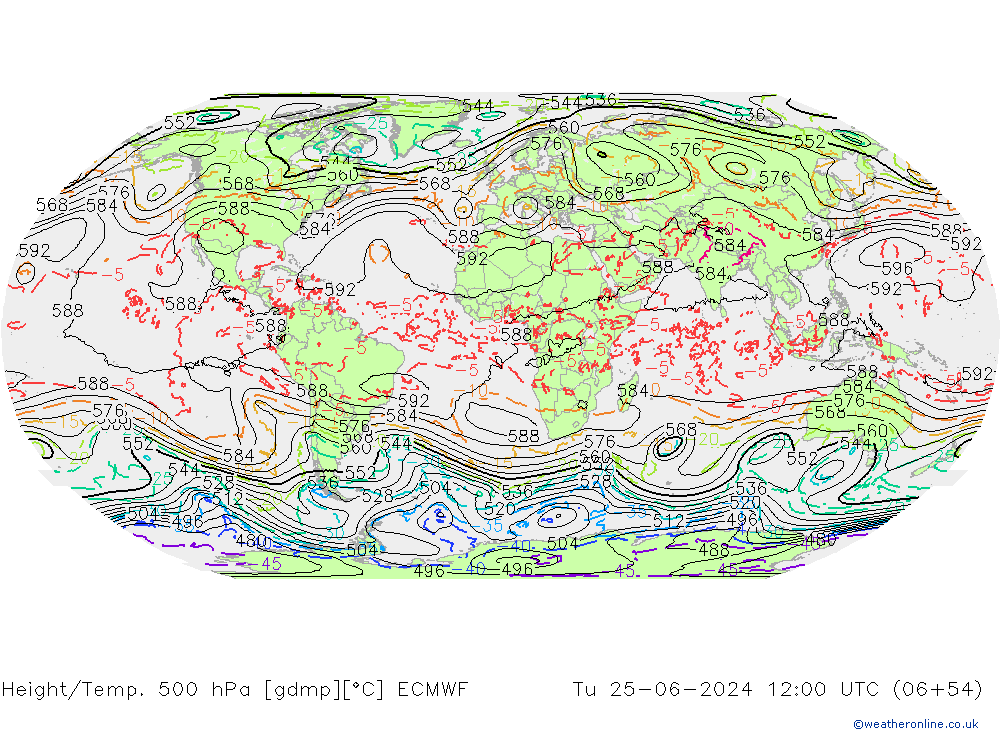 Z500/Regen(+SLP)/Z850 ECMWF di 25.06.2024 12 UTC