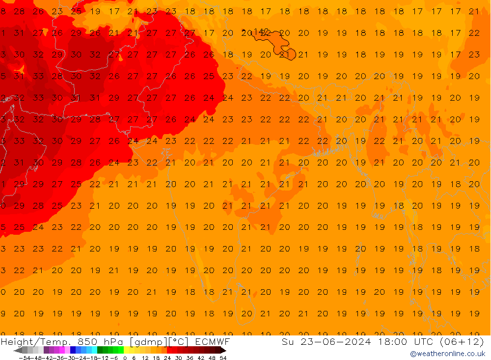 Z500/Rain (+SLP)/Z850 ECMWF dom 23.06.2024 18 UTC