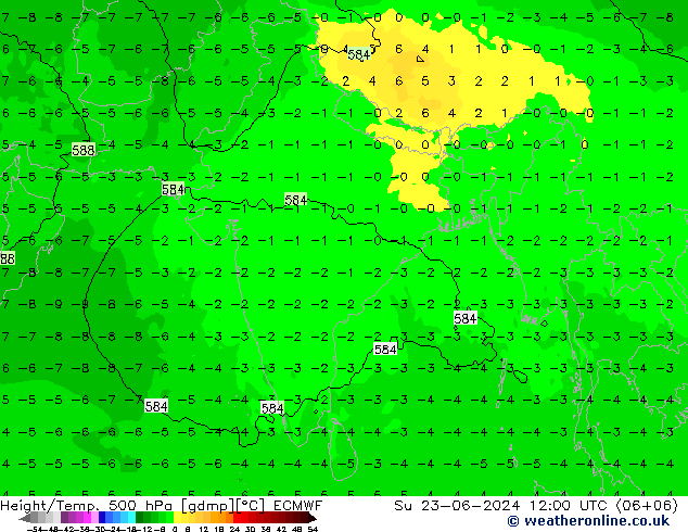 Z500/Rain (+SLP)/Z850 ECMWF Ne 23.06.2024 12 UTC