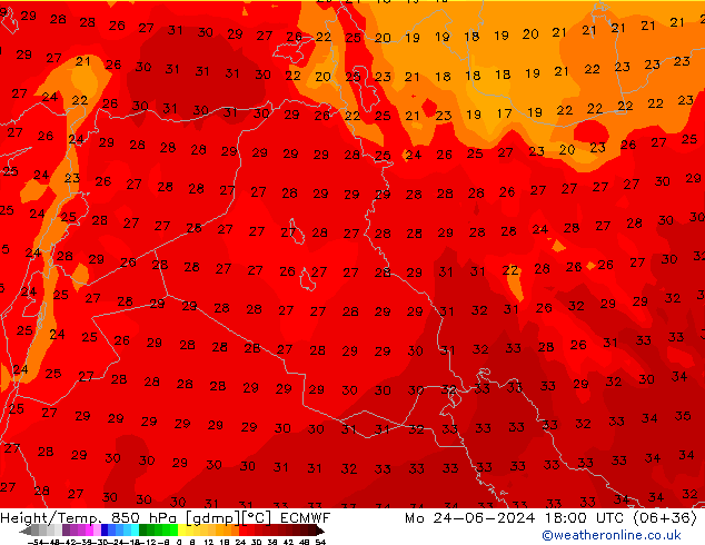 Z500/Rain (+SLP)/Z850 ECMWF lun 24.06.2024 18 UTC