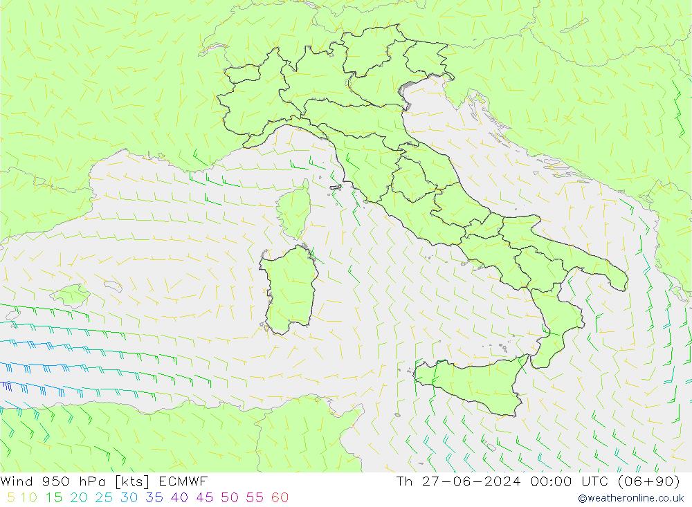 Wind 950 hPa ECMWF Th 27.06.2024 00 UTC