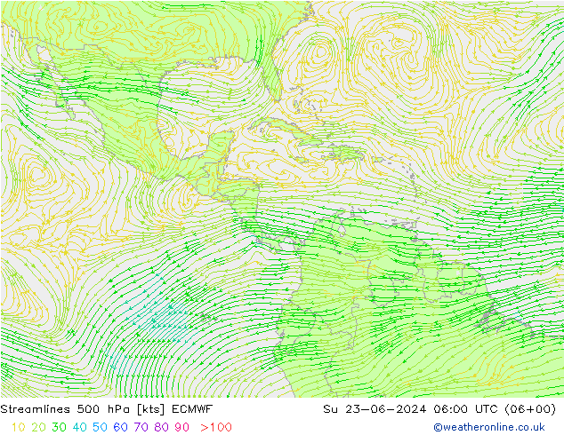 Ligne de courant 500 hPa ECMWF dim 23.06.2024 06 UTC