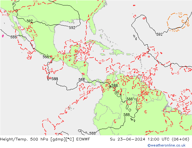 Z500/Rain (+SLP)/Z850 ECMWF dom 23.06.2024 12 UTC