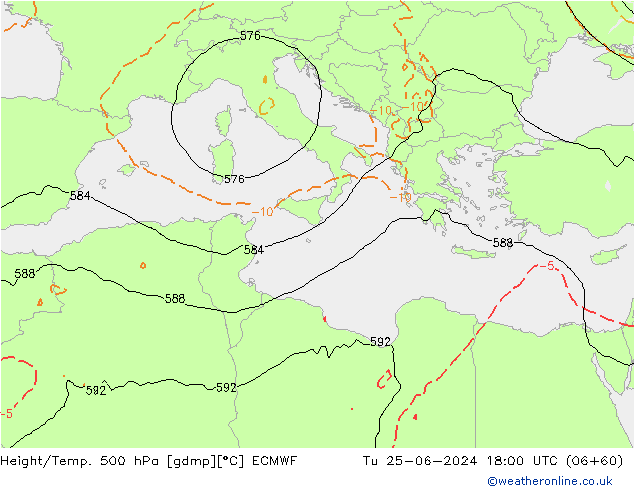 Z500/Rain (+SLP)/Z850 ECMWF  25.06.2024 18 UTC