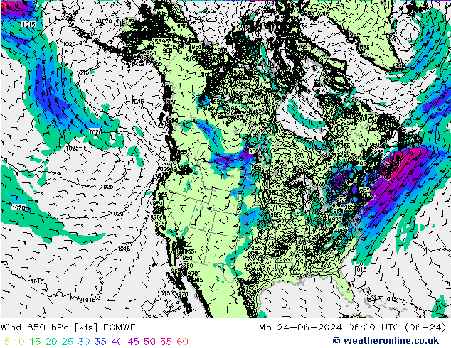 Rüzgar 850 hPa ECMWF Pzt 24.06.2024 06 UTC