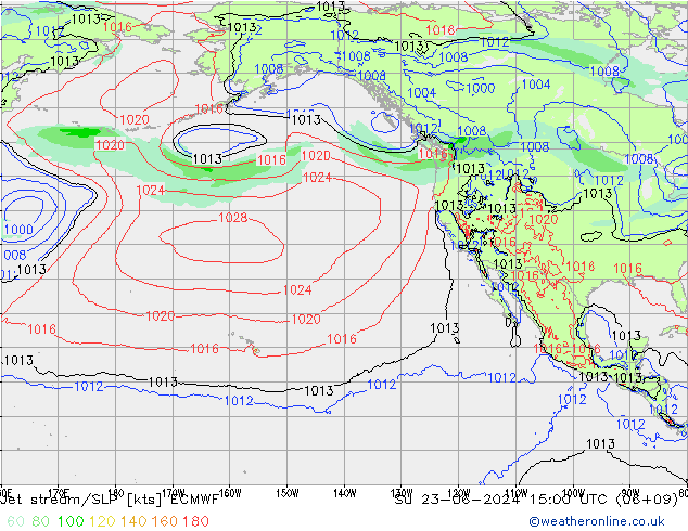 Jet stream ECMWF Dom 23.06.2024 15 UTC