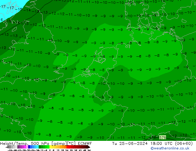 Z500/Rain (+SLP)/Z850 ECMWF Tu 25.06.2024 18 UTC