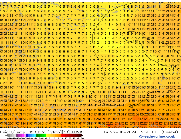 Z500/Rain (+SLP)/Z850 ECMWF mar 25.06.2024 12 UTC