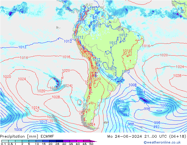 Precipitation ECMWF Mo 24.06.2024 00 UTC